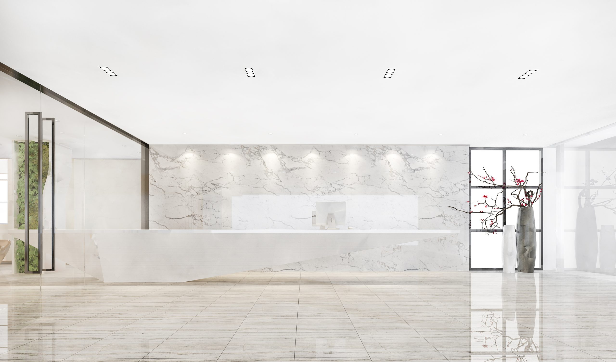 3d rendering modern luxury hotel and office reception and lounge hall