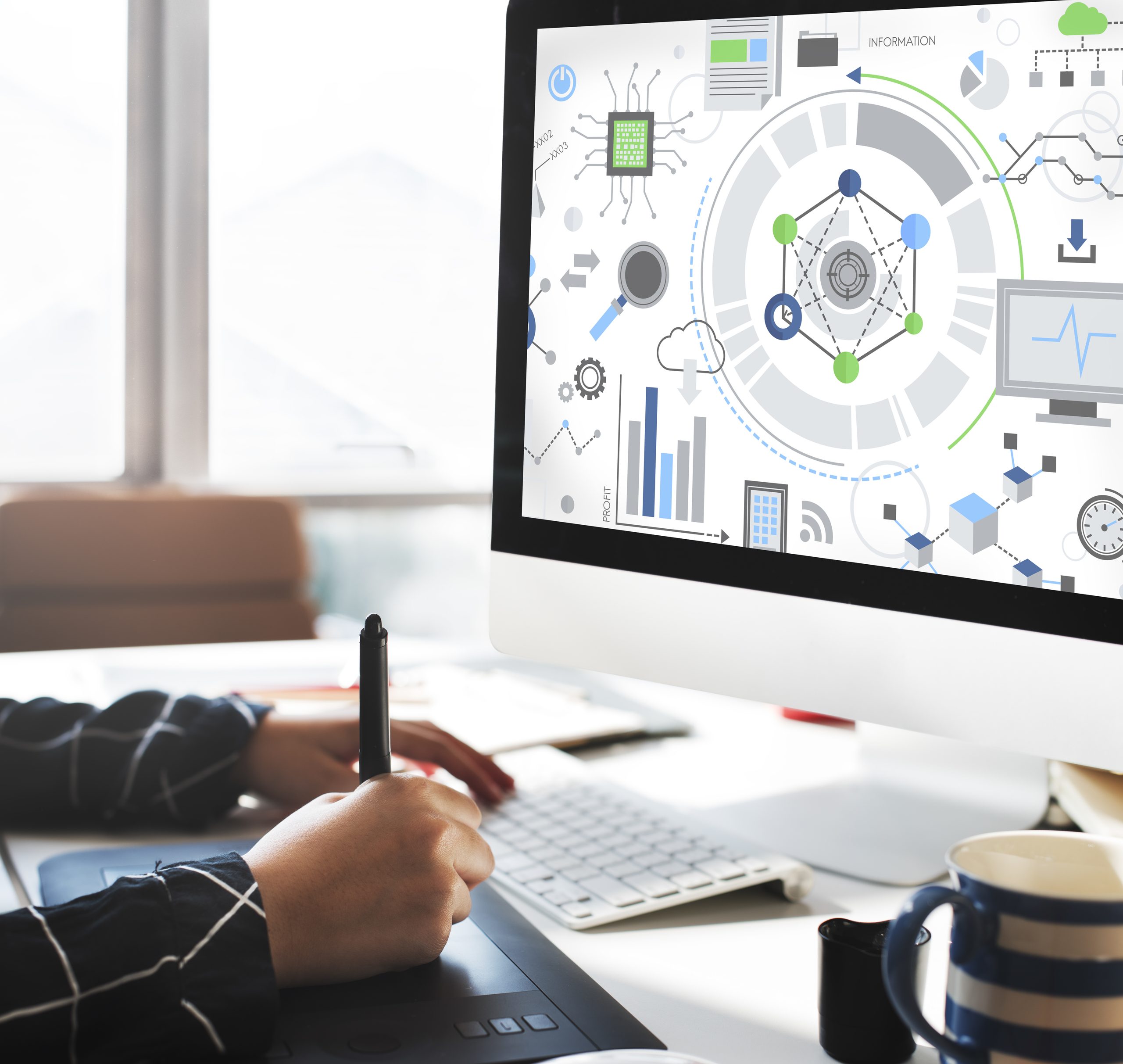 information technology connection graphics concept